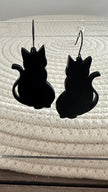 Black Cat Silhouette Earrings - Large