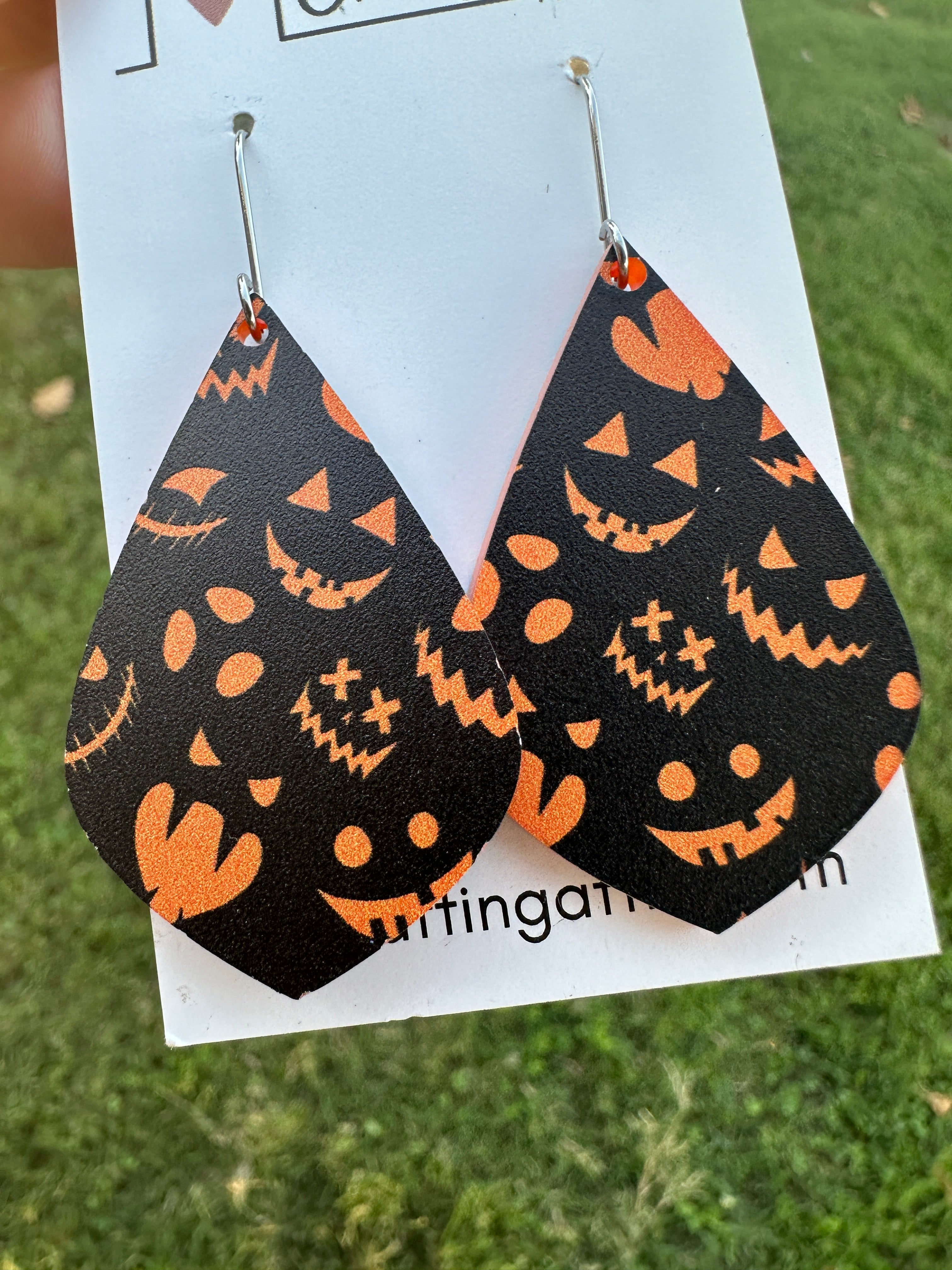 Pumpkin Face Jack-O-Lantern Dangle Earrings