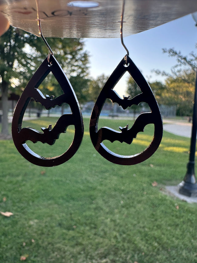 Bat Silhouettes Teardrop Earrings