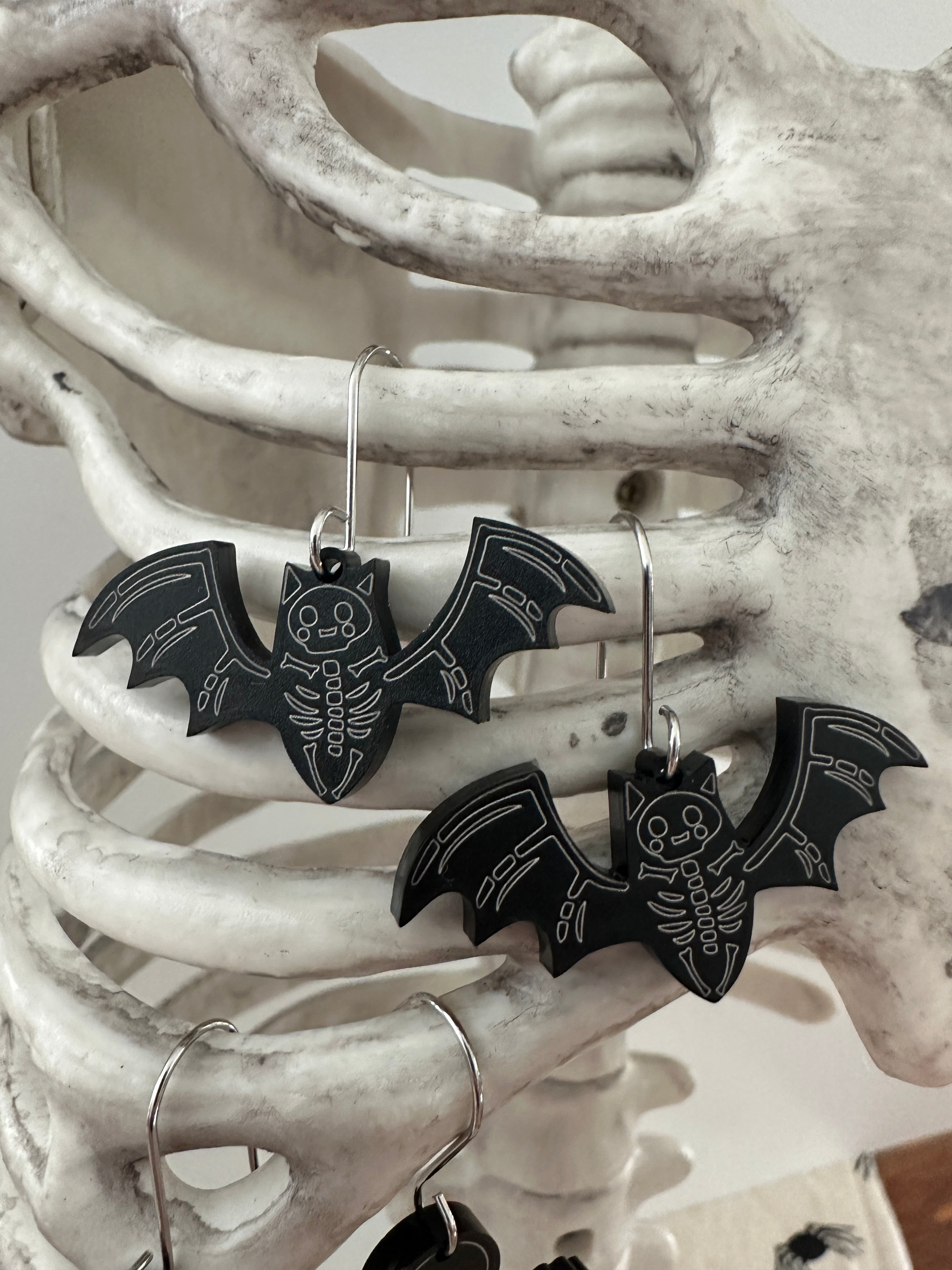 Skeleton Bat Dangle Earrings